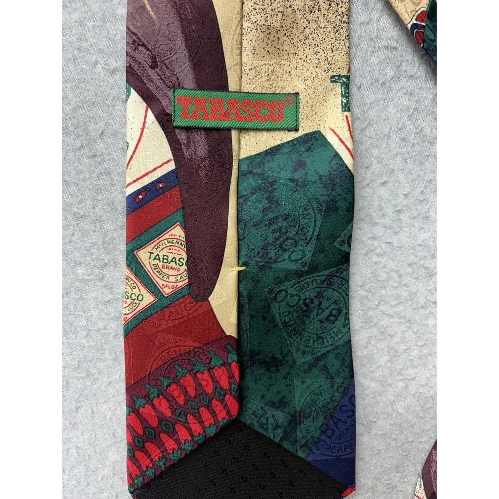 Tabasco Tie Mens Multicolor Hot Sauce Chili Peppers Silk Necktie USA Novelty‎